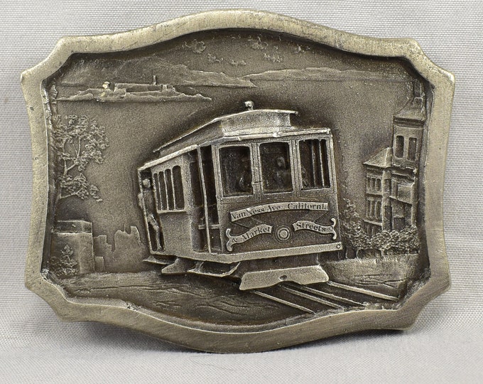 Vintage Belt Buckle 1977 San Francisco Cable Car USA Indiana Metal Craft