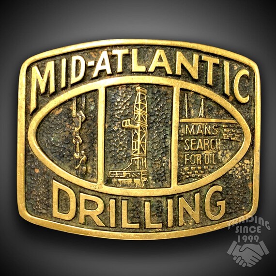 1978 Mid-Atlantic Drilling Belt Buckle – Solid Brass Oil Industry USA Made