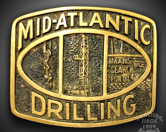 1978 Mid-Atlantic Drilling Belt Buckle – Solid Brass Oil Industry USA Made