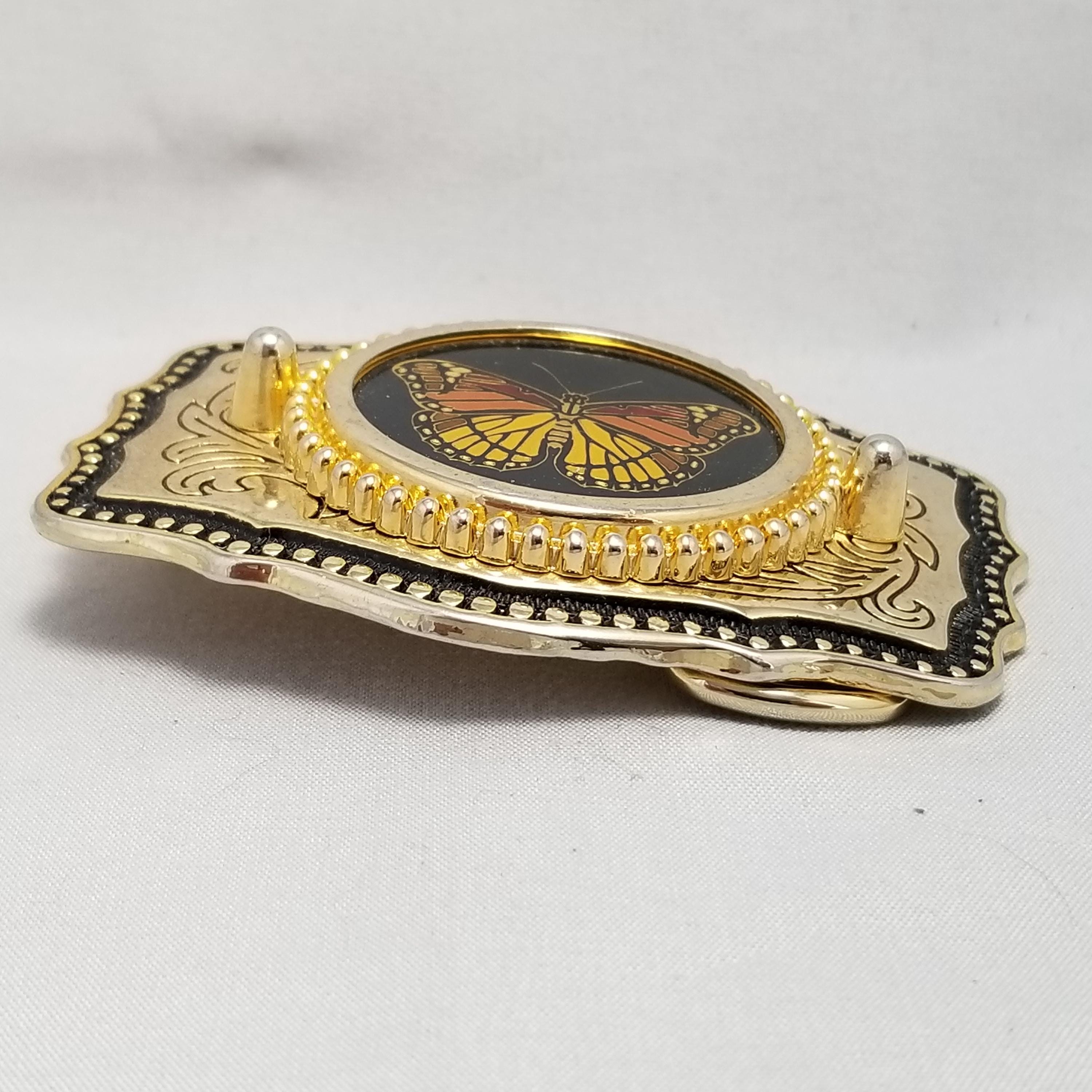 Vintage front clasp gold filigree butterfly belt. Butterfly Belt main image 4
