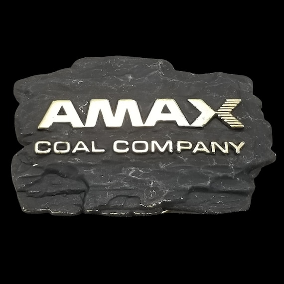 Vintage AMAX Coal Company Brass Belt Buckle: USA-Made Collectible