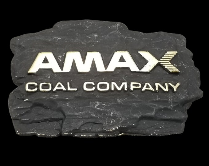 Vintage AMAX Coal Company Brass Belt Buckle: USA-Made Collectible