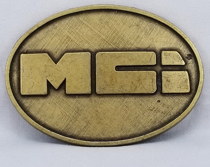 Vintage Belt Buckle MCI Oval Gold Color