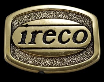 Vintage Ireco Solid Brass BTS 1981 Belt Buckle Gold Tone Collectible