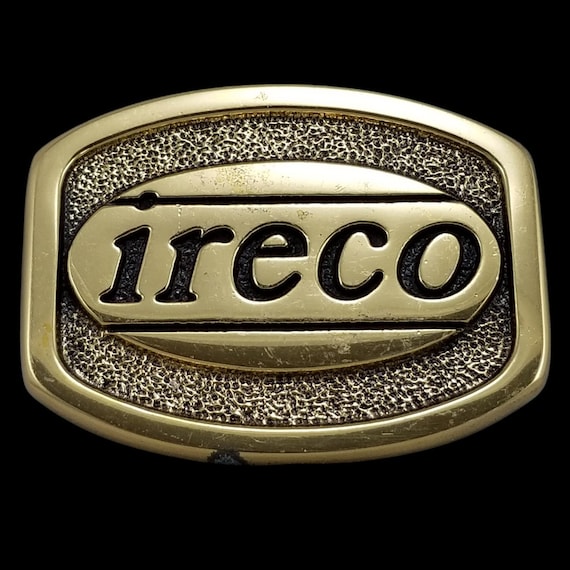 Vintage Ireco Solid Brass BTS 1981 Belt Buckle Gold Tone Collectible