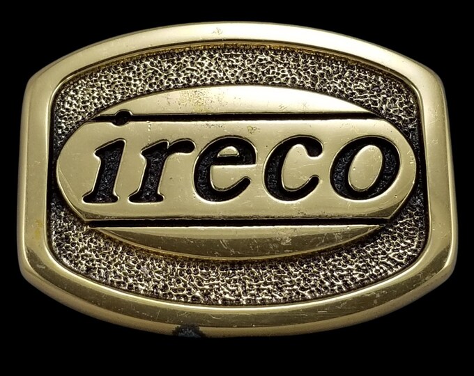 Vintage Ireco Solid Brass BTS 1981 Belt Buckle Gold Tone Collectible
