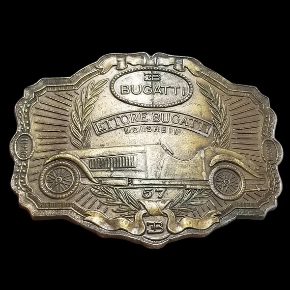 Solid Brass Bugatti Belt Buckle – Ettore Bugatti Molsheim 57 USA Napoleon Empereur View 3