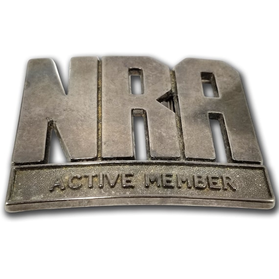 Vintage Belt Buckle NRA Active Member National Rifle Association Big Letters