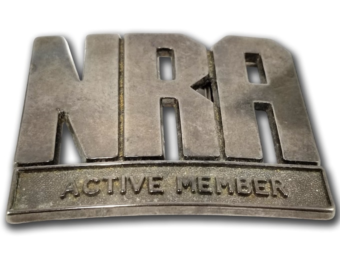 Vintage Belt Buckle NRA Active Member National Rifle Association Big Letters
