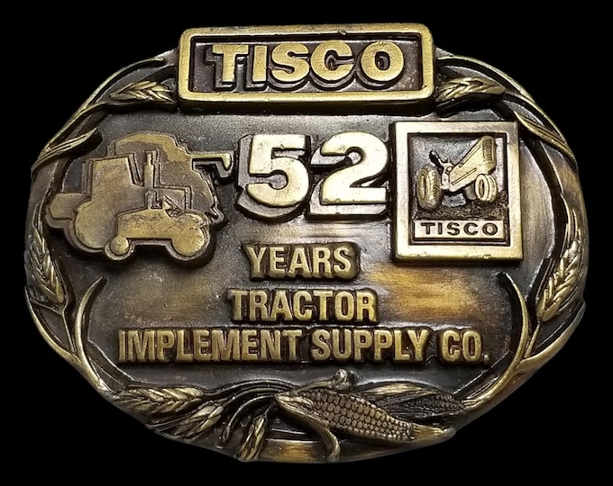 VTG Belt Buckle 1987 Pewter TISCO 52 Years Tractor Implement Supply Co Siskiyou