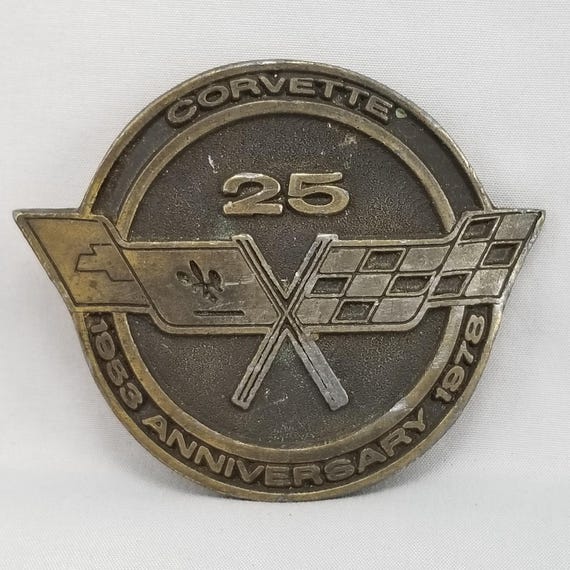 VTG Belt Buckle 1978 Brass Corvette 25th Anniversary 1953-1978 USA Made By IN