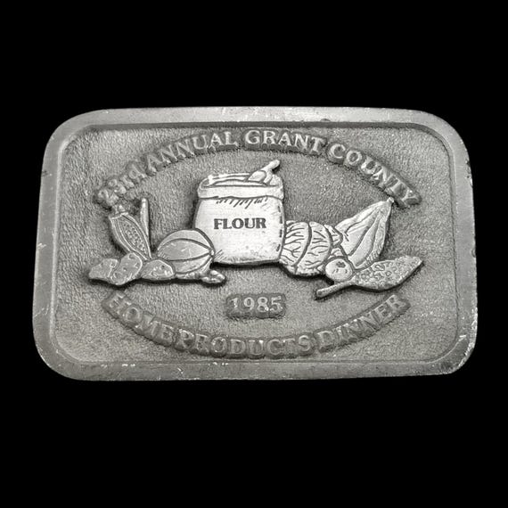 1985 23rd Annual Grant County Home Products Dinner Belt Buckle CDHit USA Made