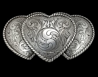 Oval Silver Tone Western Filigree Belt Buckle Floral Scroll  display picture 2