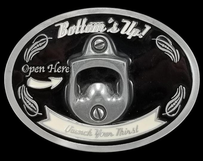 Bottoms Up Belt Buckle Bottle Opener – Funny Novelty Beer Drinking Accessory