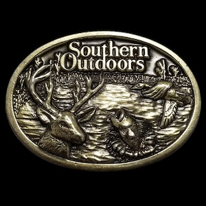 Belt Buckle 1986 Brass Southern Outdoors Fishing Hunting Great American Buckle C