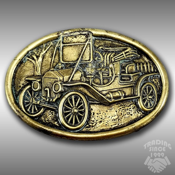 Vintage Avon Ford Model T Classic Antique Car Truck Auto Vehicle Belt Buckle