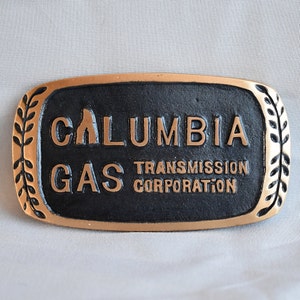 Vintage Belt Buckle Solid Brass Columbia Gas Transmission Corporation USA Made