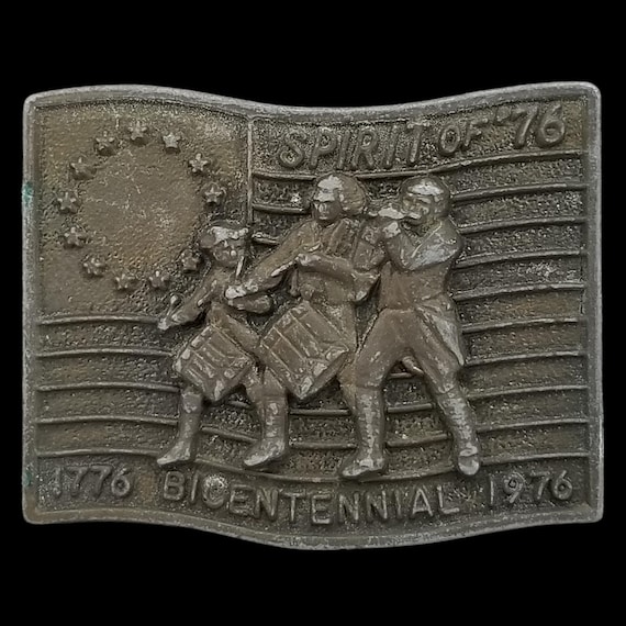 Vintage Belt Buckle 1976 Spirit Of '76 1776 Bicentennial 1976 Marching USA Made