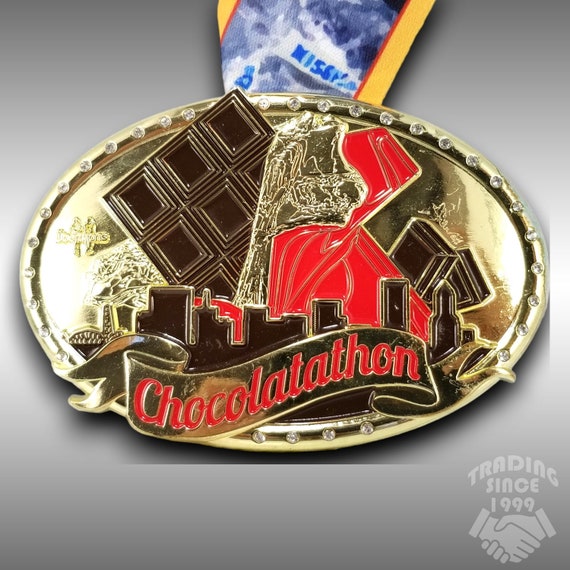 Chocolatathon Belt Buckle Portland Oregon Race Skyline Chocolate Lover Gift