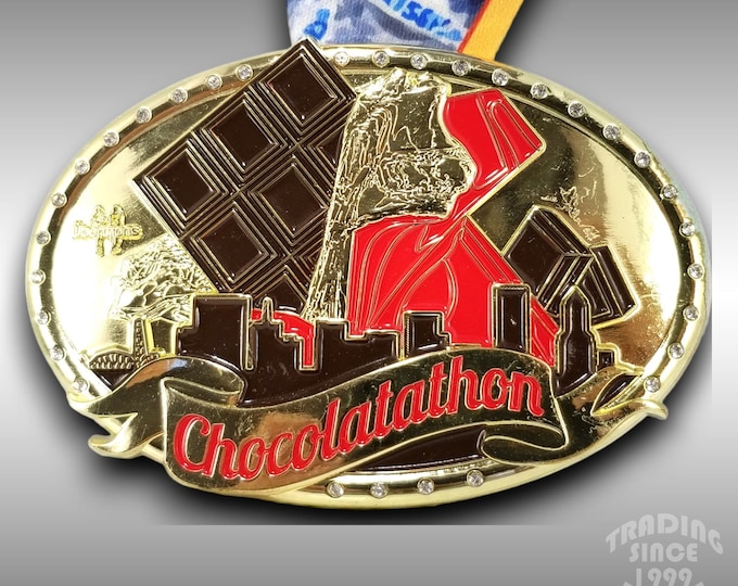 Chocolatathon Belt Buckle Portland Oregon Race Skyline Chocolate Lover Gift