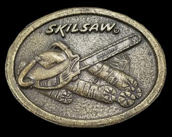 Vintage Skil Saw Brass Belt Buckle T.A. of Skil Corp Chicago ILL Collectible