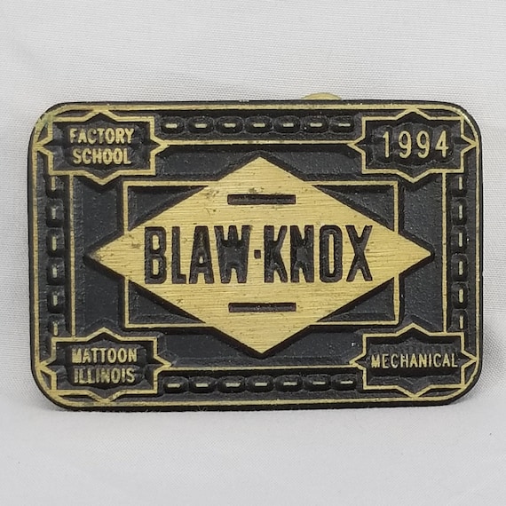 Belt Buckle 1994 Solid Brass BLAW KNOX Factory School Mattoon Illinois Mechanica