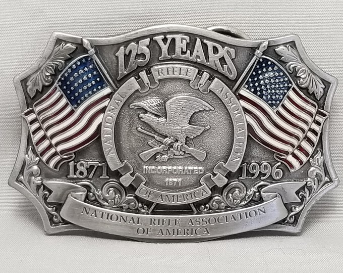 Belt Buckle Pewter NRA 125th Anniversary National Rifle Association 1871 - 1996