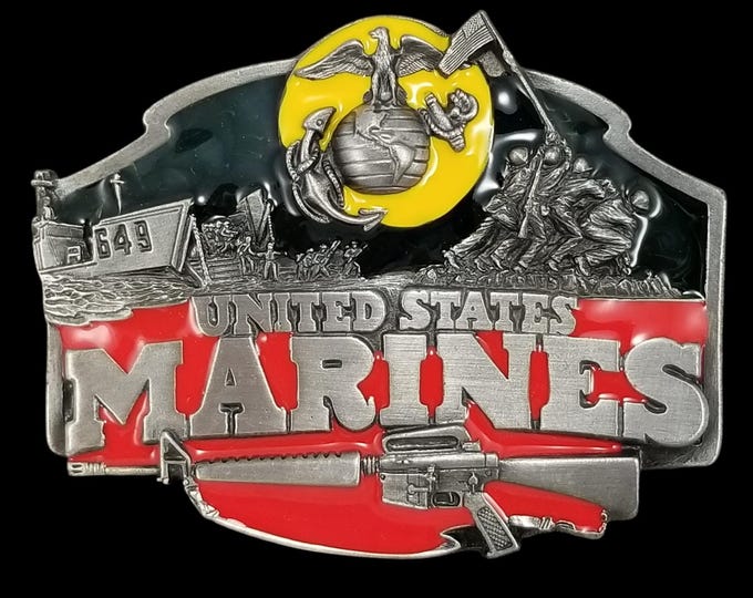 Vintage 1987 United States Marines Belt Buckle Siskiyou Buckle Co. USA Made