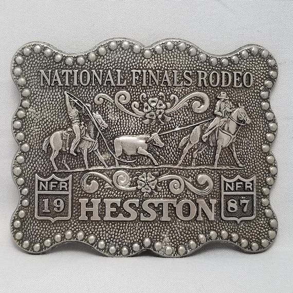 National Finals Rodeo Hesston NFR 1987 Belt Buckle Western Cowboy