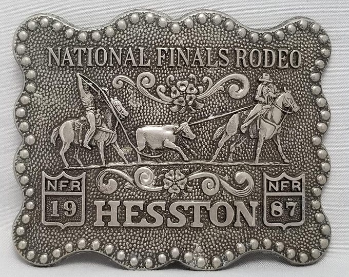National Finals Rodeo Hesston NFR 1987 Belt Buckle Western Cowboy