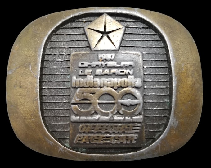Vintage Belt Buckle 1987 Chrysler LeBaron Indianapolis 500 Official Pace Car