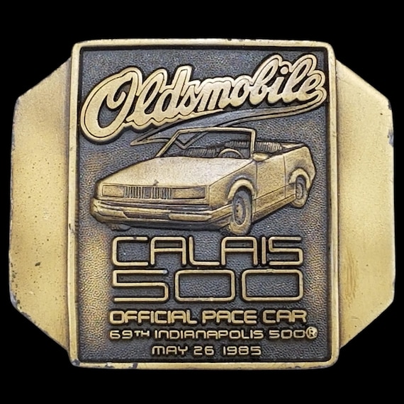 Vintage Belt Buckle Oldsmobile Calais 500 Indianapolis 500 Pace Car May 26 1985