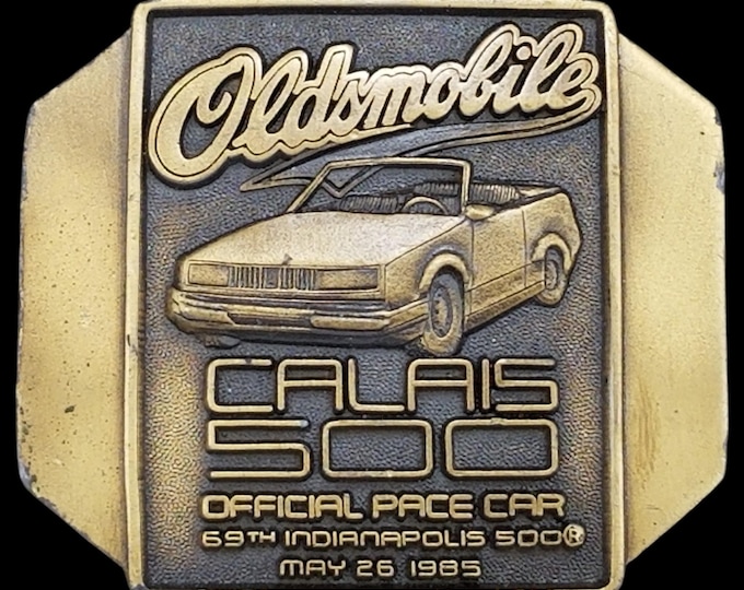 Vintage Belt Buckle Oldsmobile Calais 500 Indianapolis 500 Pace Car May 26 1985
