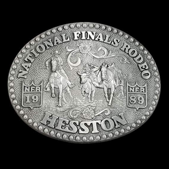 1989 Hesston National Finals Rodeo NFR Belt Buckle Fred Fellows Vintage Western