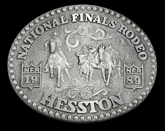 1989 Hesston National Finals Rodeo NFR Belt Buckle Fred Fellows Vintage Western