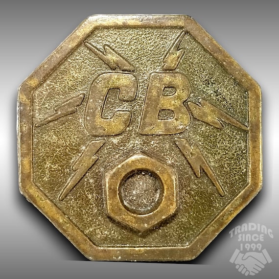 CB Citizens Band Radio Belt Buckle Octagon Shape Lightning Bolt Design Truckers