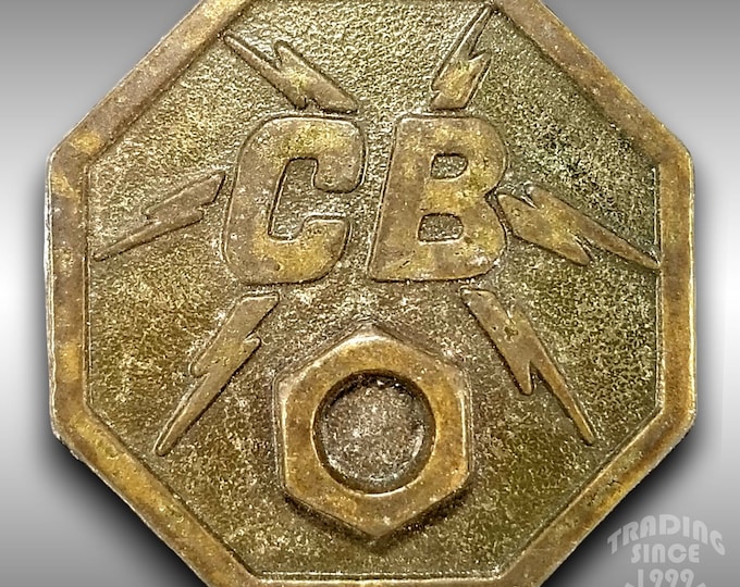 CB Citizens Band Radio Belt Buckle Octagon Shape Lightning Bolt Design Truckers