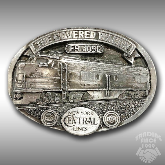 Vintage Belt Buckle Pewter 1988 The Covered Wagon New York Central Lines Train
