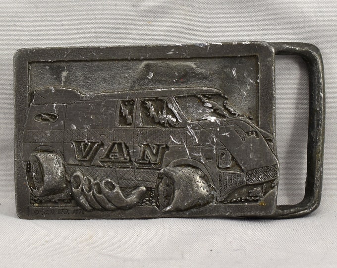 Vintage Belt Buckle Custom 1970s Van Handmade In The USA By Buck-L-Up Gift