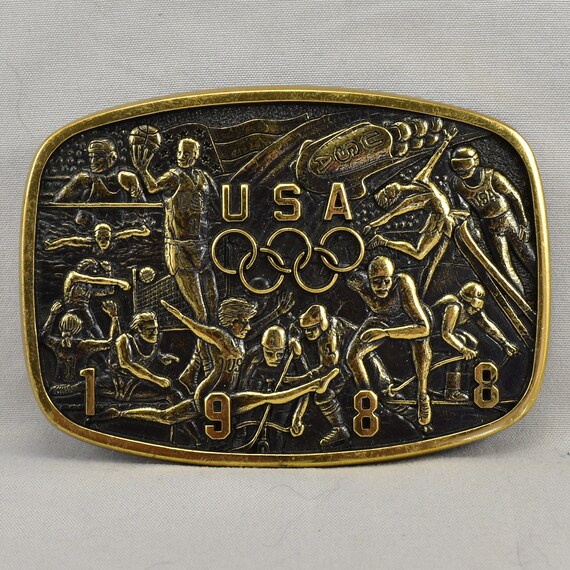 Vintage Belt Buckle 1988 Or 1987 USA Olympics Games Sports USA B-K Silversmiths