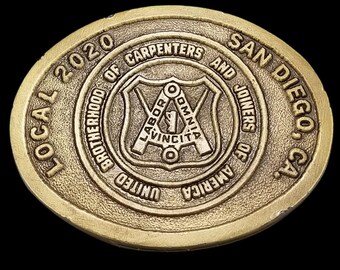 Hebilla de cinturón del sindicato de carpinteros local 2020 de San Diego, CA Dennis L. Bong AFL-CIO