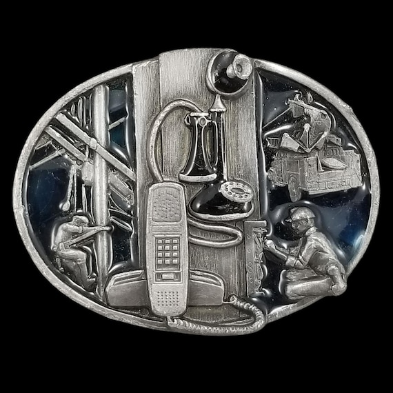 Vintage Z-50 Telephone Communications Industry Belt Buckle Made USA In Color