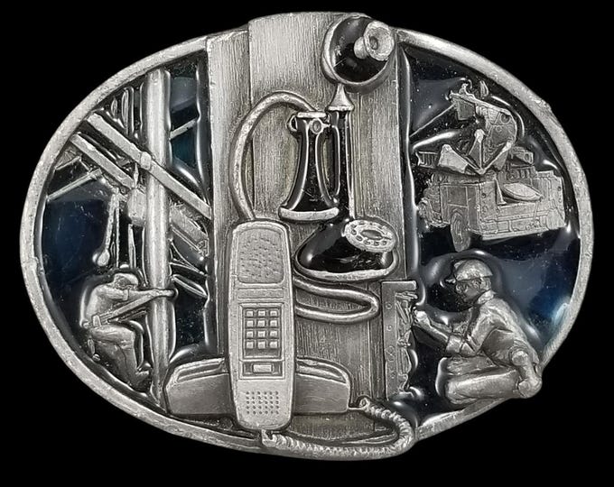 Vintage Z-50 Telephone Communications Industry Belt Buckle Made USA In Color
