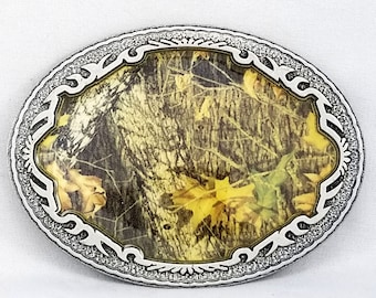 Belt Buckle Camouflaged Trees Leaves Picture Enamel Legends West 2006 USA Made