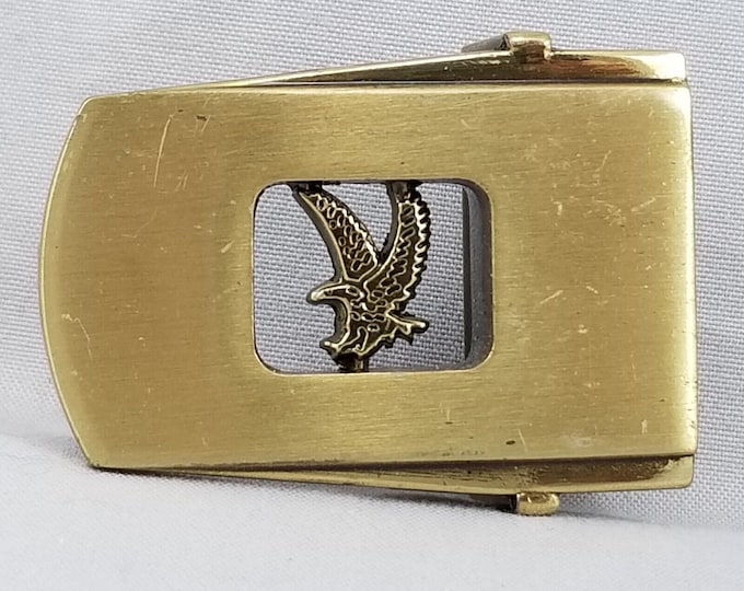 Vintage Belt Buckle Made In Spain Small Dress Clamp Screws Closure Eagle