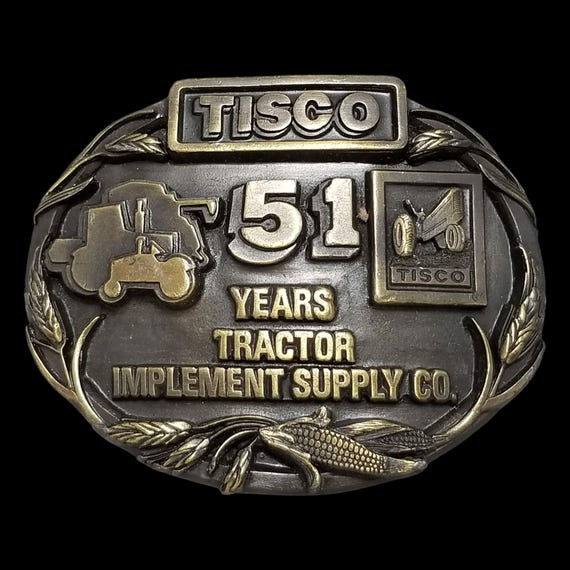 VTG Belt Buckle 1987 Pewter TISCO 51 Years Tractor Implement Supply Co Siskiyou