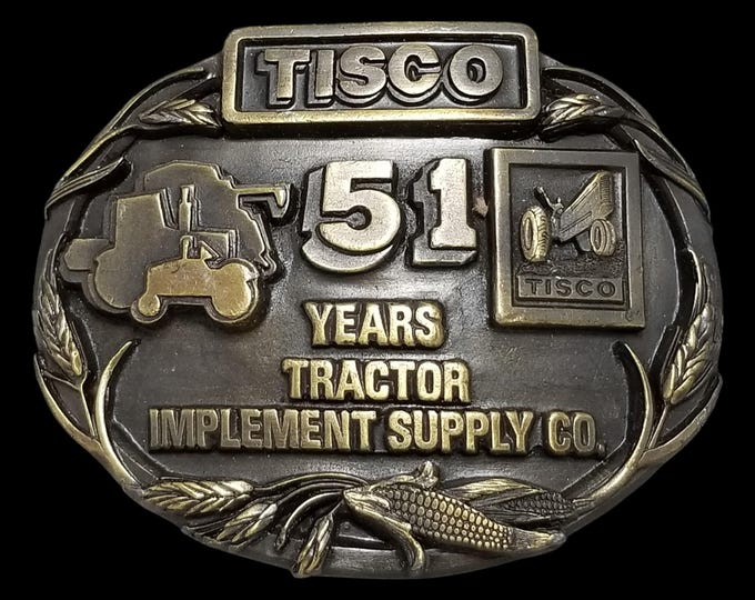 VTG Belt Buckle 1987 Pewter TISCO 51 Years Tractor Implement Supply Co Siskiyou