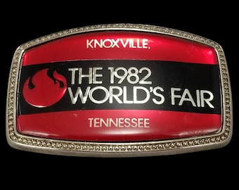 Hebilla de cinturón vintage de la Feria Mundial de Knoxville, Tennessee, de 1982, recuerdo de colección