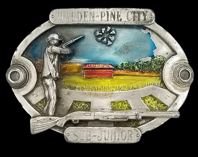 Malden Pine City Sub Junior Belt Buckle Shooting Sports Shotgun 1987 Siskiyou US