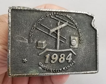 Belt Buckle 1984 Underground Overhead Metering School Garden City Kansas Wheatla